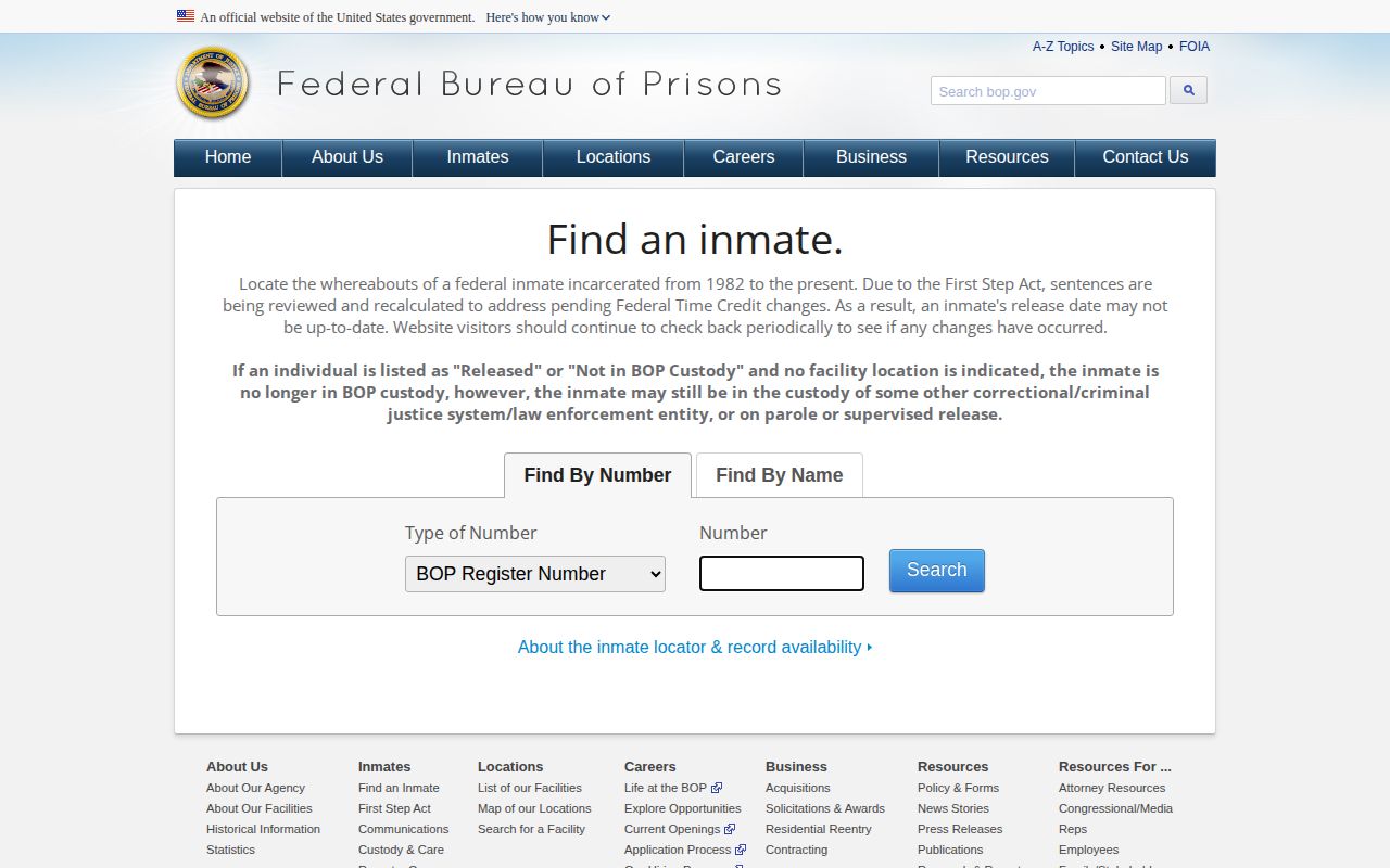 Ottawa County federal released inmate BOP locator